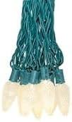Novelty Lights LED Warm White C9 Faceted, Green Wire (25 Bulbs, 120 V)