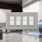 Satin Nickel 4-Gang Decorator Rocker Metal Wall Plate