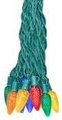 Novelty Lights LED Multi C9 Faceted Green Wire (25 Bulbs, 120 V)