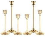 Gold Brass Vintage Taper Candle Holder Set