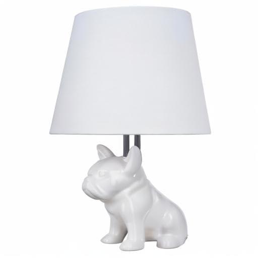 Bulldog Ceramic Table Lamp - White