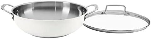 Matte White 12" Stainless Steel Non-Stick All Purpose Pan with Cover