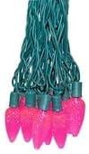 Novelty Lights LED Pink C9 Faceted, Green Wire (25 Bulbs, 120 V)