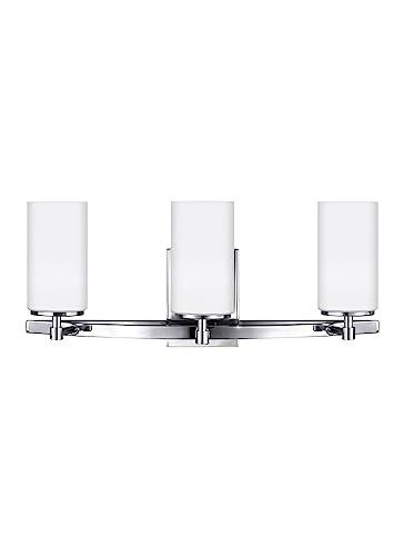 Alturas 22 in. 3-Light Chrome Modern Contemporary Wall Bathroom Vanity Light with Satin Etched Glass Shades