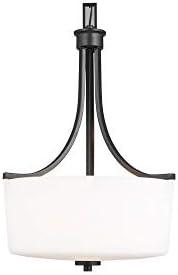 Midnight Black Steel Pendant Light with White Glass Shade