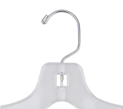 Unbranded 414 Clear Plastic Junior Dress Hangers, Swivel Metal Hook and Notches for Straps, Super Heavy Weight, 14" - (Pack of 100)