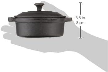 Black Cast Iron Mini Oval Casserole with Lid, 8-Ounce