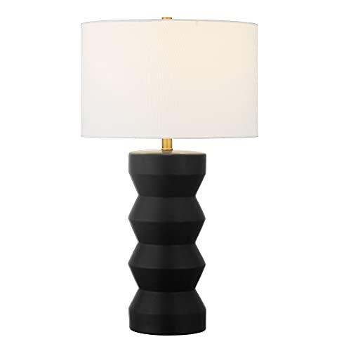 Carlin 26.5" Matte Black Ribbed Ceramic Table Lamp with Voice Control