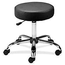 Black Vinyl Backless Pneumatic Height Adjustable Stool with Chrome Base