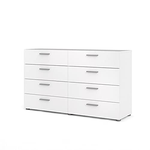 Austin Contemporary 3-Piece White Bedroom Set with Double Dresser and Nightstands