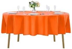 90 Inch Round Orange Polyester Tablecloth