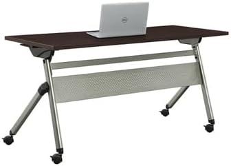 72" Warm Ash Laminate Flip Top Conference Table with Brushed Nickel Legs