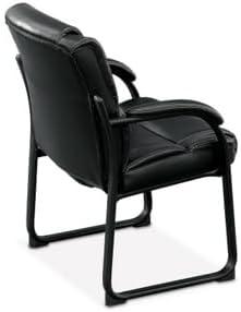 Black Faux Leather Ergonomic Guest Chair with Metal Frame