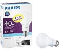 Philips 40W Equivalent Daylight White A19 LED Bulbs, 4-Pack