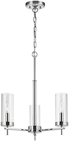 Zire Mini 3-Light Incandescent Chandelier in Brushed Nickel with Clear Glass