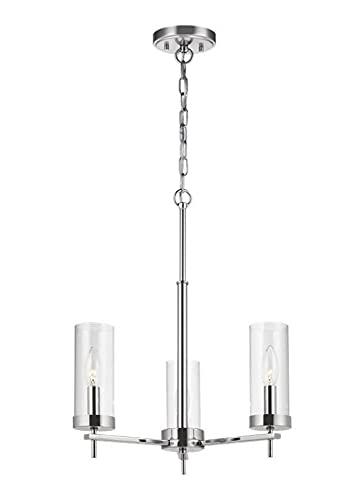 Zire Mini 3-Light Incandescent Chandelier in Brushed Nickel with Clear Glass
