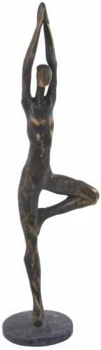 6" x 18" Brass Polystone Yoga Sculpture, by DecMode