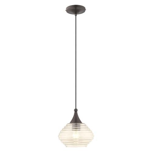 Livex Lighting Art Glass 1 - Light Pendant in English Bronze