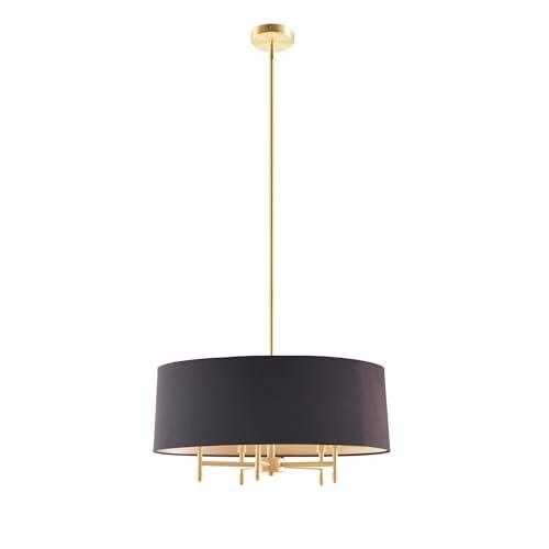 Hampton Hill Presidio 5-Light Dimmable Chandelier with Drum-shaped Fabric Shade & Adjustable Height