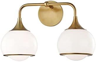 H281302-AGB-Mitzi-Reese-2-Light Wall Sconce in Style-16.75 Inches Wide by 11.25 Inches High-Aged Brass Finish