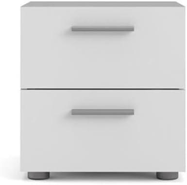 Home Square Scandinavian Look 2 Piece Bedroom Set 8 Drawer Double Dresser and Nightstand in White