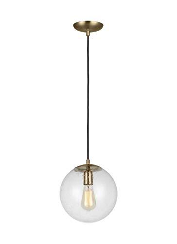 Satin Aluminum Globe Semi-Flush Mount with Clear Seeded Glass