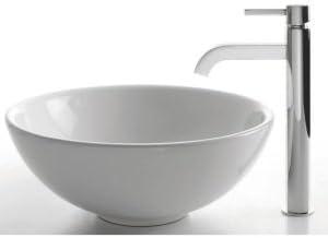 Ceramic Circular Vessel Bathroom Sink with Faucet