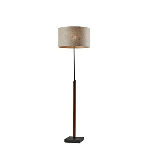 Ethan 63'' Black and Walnut Mid-Century Modern Floor Lamp