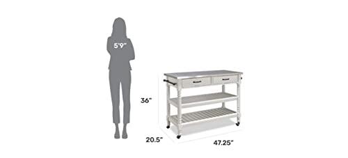 Savannah 50'' Stainless Steel Top Kitchen Cart with Wine Rack