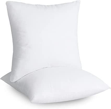 THROW PILLOW, SOFA PILLOW, OUT DOOR PILLOW, COUCH PILLOW, BEDDING PILLOW Inserts (Set of 2, White), 18x18 Inches - Lightweight Fillers for Sofa, Bed, and Home Décor (18x18 Inch (Pack of 2)