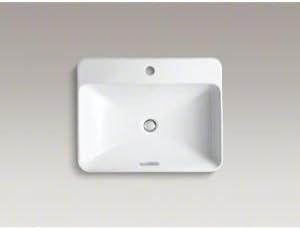 Vox® Vitreous China Rectangular Vessel Bathroom Sink with Overflow