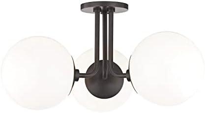 Mitzi Stella 3 - Light Semi-Flush Mount in  Old Bronze White Shade