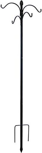 84" Black Steel Quadruple Shepherd's Hook with Pineapple Finial