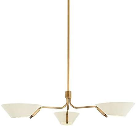 Riaz Chandelier - Cream and Brass / 3 Light
