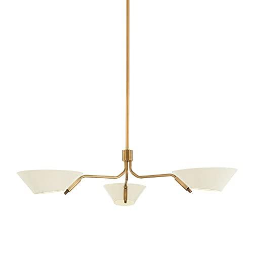 Riaz Chandelier - Cream and Brass / 3 Light