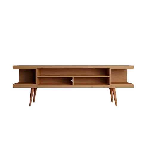 Maple Cream Mid-Century Modern TV Stand with Graduated Legs