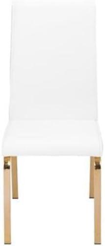 White Chairs Upholstered with Faux Leather and Gold Chrome Base (Set of 2)