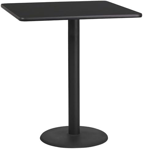 Flash Furniture 36'' Square Black Laminate Table Top with 24'' Round Bar Height Table Base