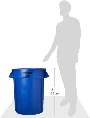 Rubbermaid Commercial Vented Round Brute Container, 32 gal, Plastic, Blue