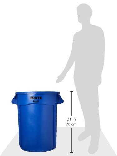 Rubbermaid Commercial Vented Round Brute Container, 32 gal, Plastic, Blue