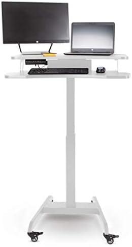 Cruizer Premier Electric Height Adjustable Mobile Podium with Keyboard Tray – White – Stand Steady