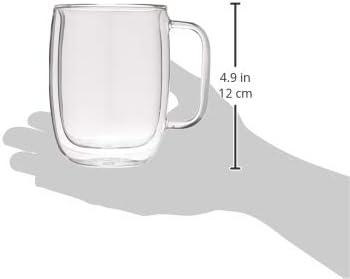 15 oz Clear Double-Wall Glass Latte Mug Set