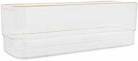 Martha Stewart Kerry 6 Pack Plastic Stackable Office Desk Drawer Organizers with Gold Trim, 6" x 3"