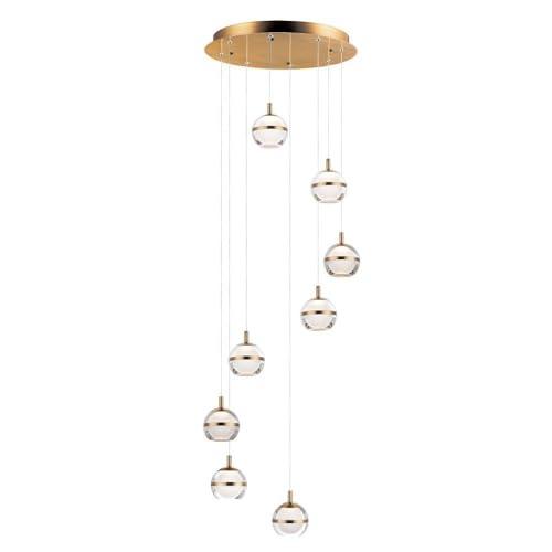 ET2 Lighting E24598-93NAB Swank LED 8-Light Pendant - Natural Aged Brass