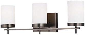 Brushed Oil Rubbed Bronze 3-Light Vanity Light with Etched Glass Shades