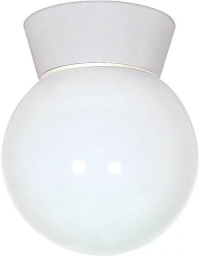 Satin Aluminum 7.25" Utility Ceiling Light with White Glass Globe