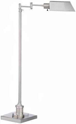 Regency Hill Jenson Traditional Pharmacy Swing Arm Floor Lamp 54" Tall Adjustable Brushed Nickel Metal Shade for Living Room Reading Bedroom