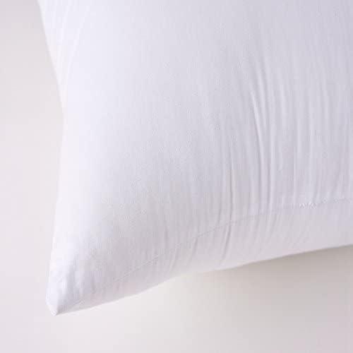 Set of 2 White Cotton Cover 20x20 Inch Throw Pillow Inserts