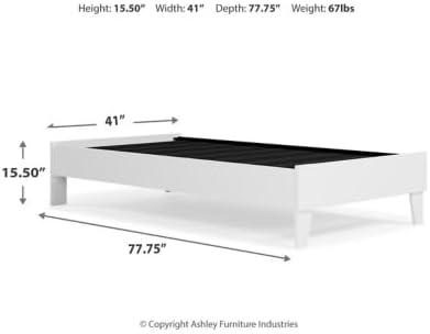 Twin Piperton Platform Bed White - Signature Design by Ashley: Modern Style, No Box Spring Needed