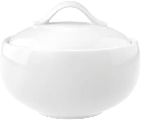 White Premium Porcelain Round Sugar Bowl with Lid